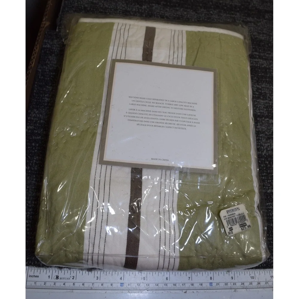 Restoration Hardware WESTPORT Bedding EURO Pillow Sham Heavy Cotton Striped 26